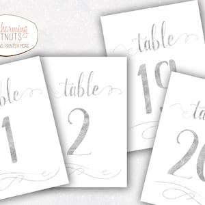 Silver Table Numbers, Wedding Table number, Silver wedding, 25th wedding, Gold table numbers, wedding table decor, diy table numbers, Silver