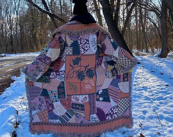 The Rhythm Of Your Heart Cottagecore Long Tapestry Blanket Coat