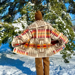 Western Wisdom Cream Sunset Wool Blanket Coat image 2