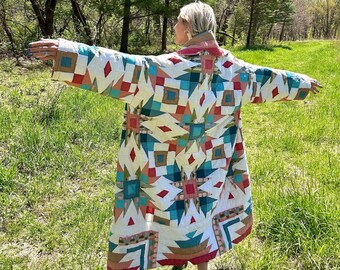 Southwestern Stargazer Cozy Oversized Boho Quilt Coat