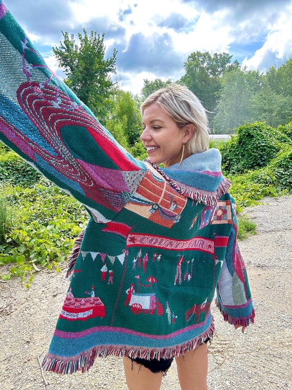 Fringed blanket cardigan hotsell