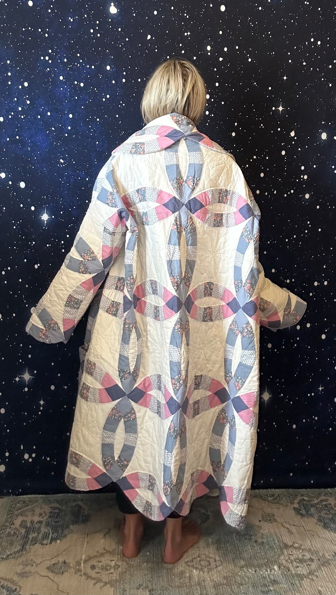 Blue & Baby Pink Wedding Ring Quilt Coat - Etsy