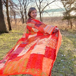 Tangerine Skies With My Sweet Sugar Pie Orange Patchwork Quilt Coat image 3