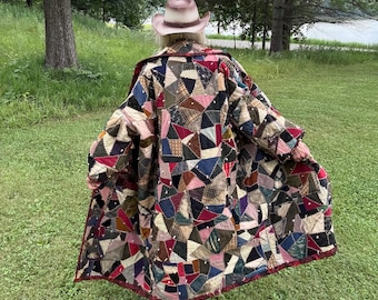 Rustic Jewel Tones Antique Oversized Crazy Quilt Coat