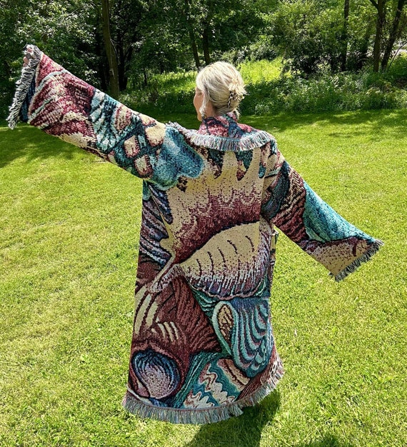 Boho Beach Beauty Seashell Blanket Coat Etsy UK