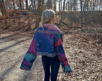 Deep Sea Original Art Cropped Tapestry Blanket Coat