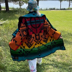 Rainbow Desert Muse Western Wool Blanket Coat