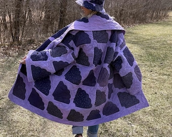 Pretty In Purple Cozy Oversized Statement Quilt Coat