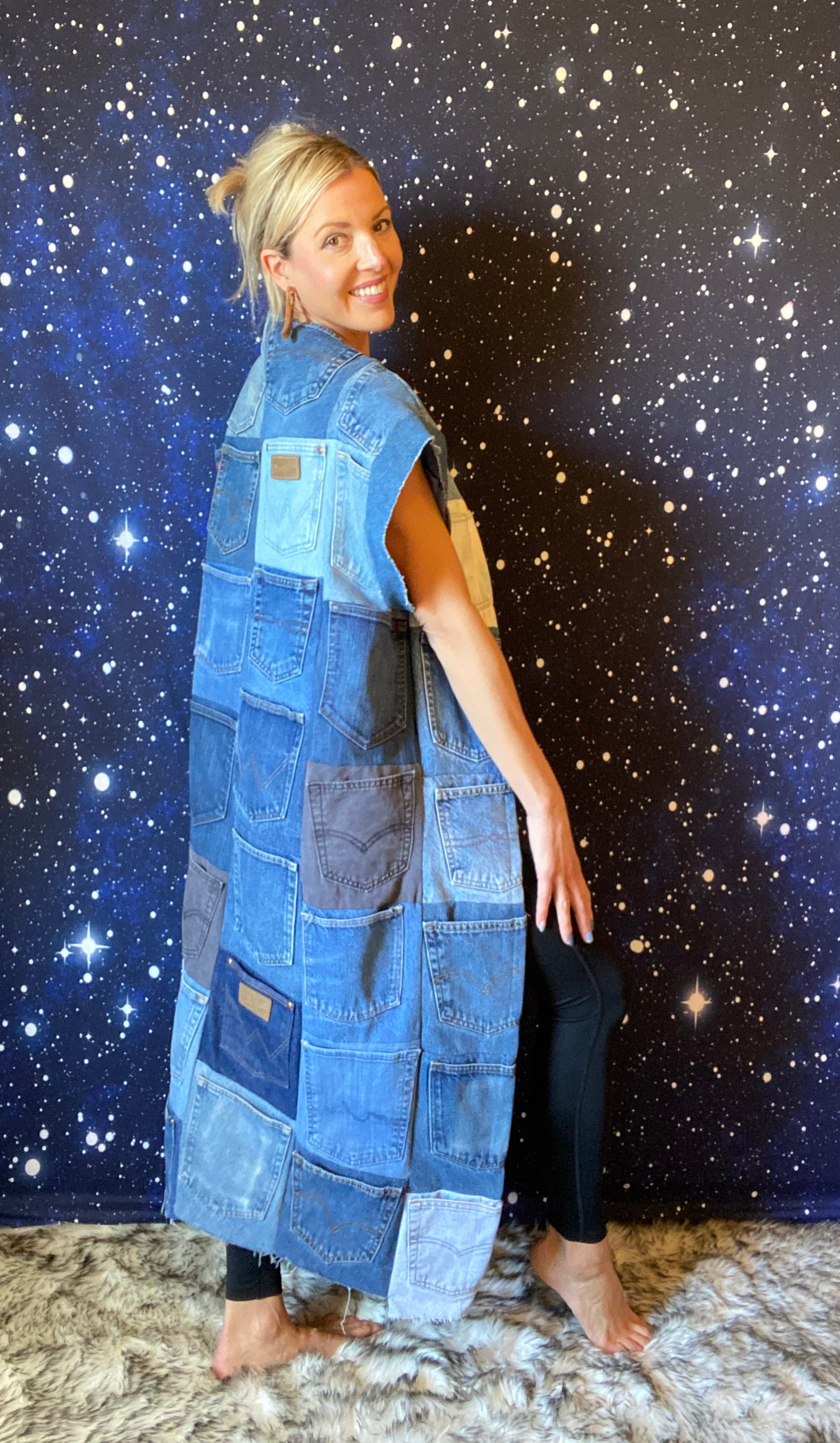 Blue Jean Baby Queen Denim Pocket Maxi Vest Etsy