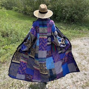 Sapphire Sweetheart Silky Lightweight Patchwork Quilt Jacket