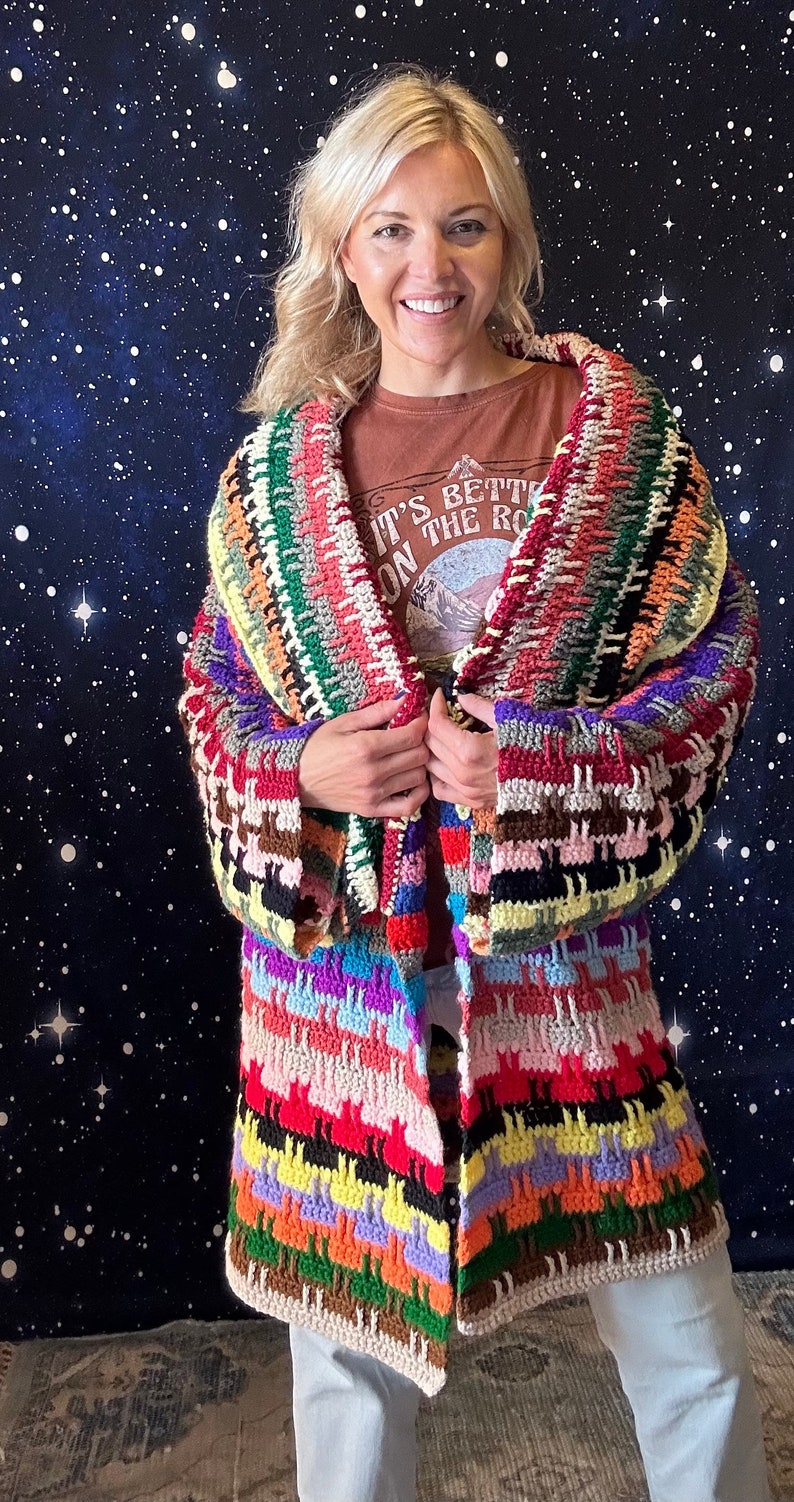 Boho Rainbow Queen Crochet Sweater Blanket Coat Etsy