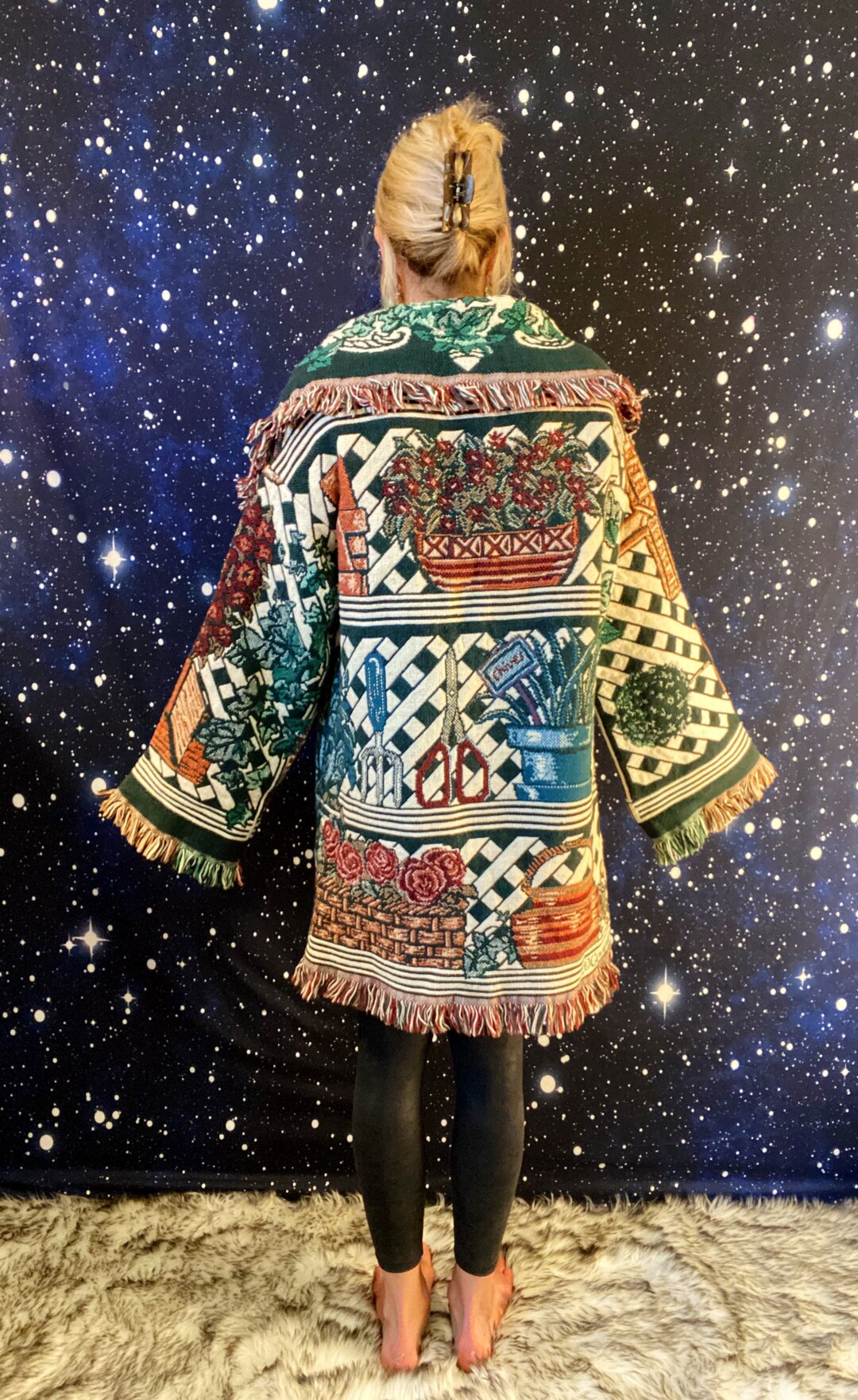 Gardening Floral Blanket Coat Etsy