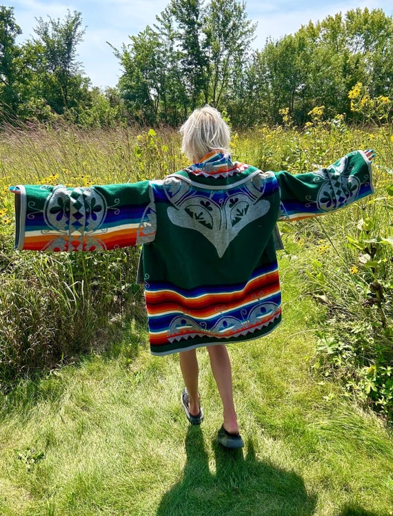 Sacred Terrapin Energy Hunter Green Wool Blanket Coat - Etsy