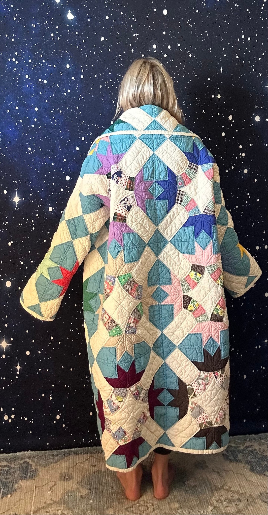 Gorgeous Aqua Cathedral Star Quilt Coat - Etsy