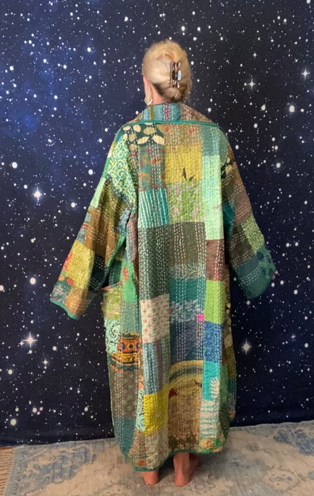 Heart Chakra Forest Green Silk Patchwork Quilt Coat - Etsy