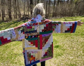 Playful Prints Cozy Log Cabin Quilt Coat