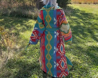 Chasing Desert Rainbows Long Wool Blanket Jacket