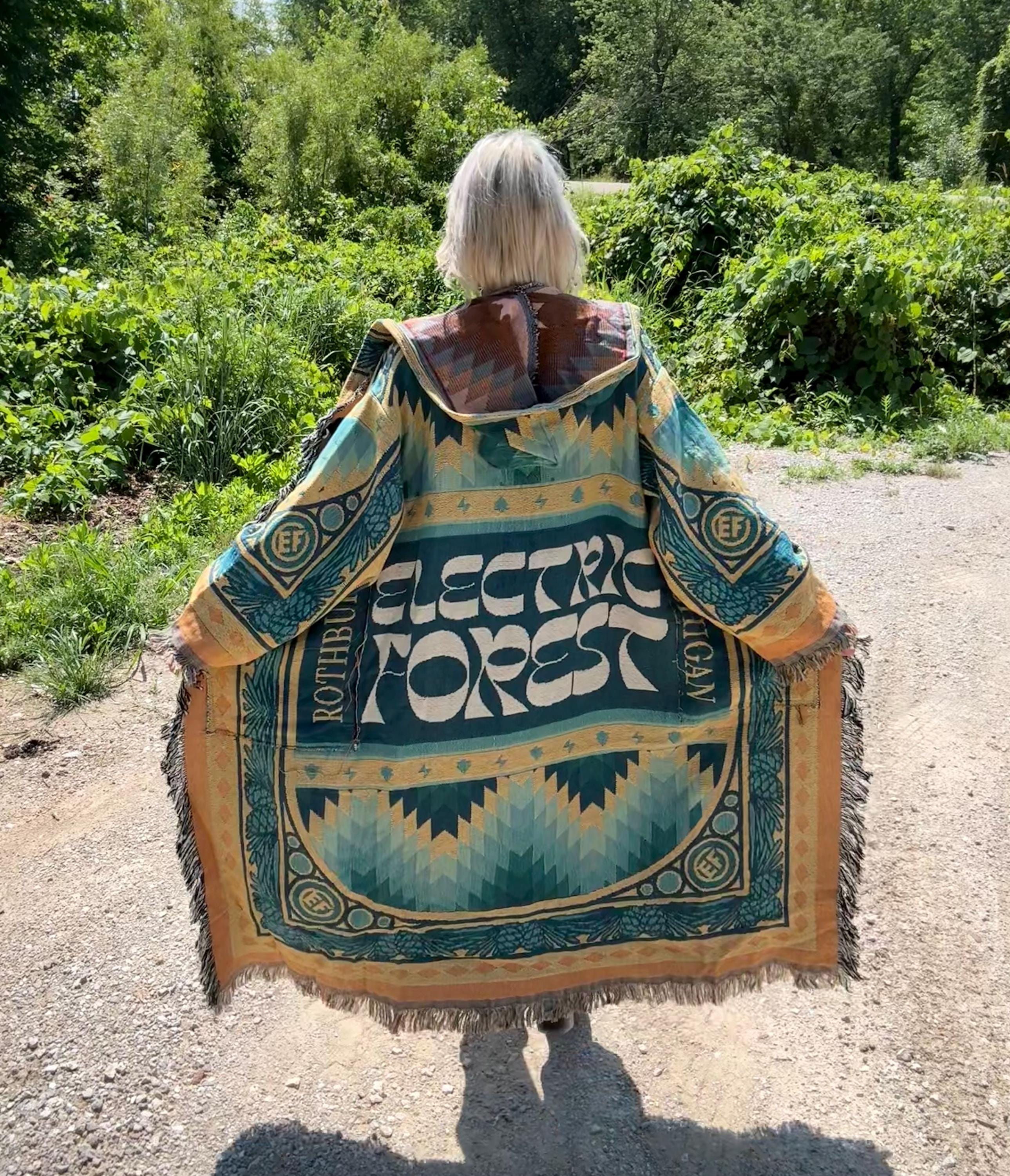 Teal Electric Forest Long Blanket Coat - Etsy