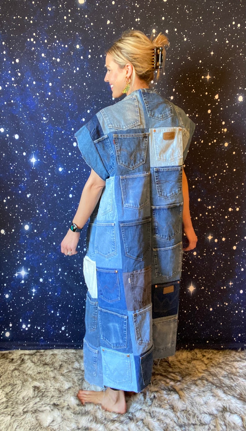 Blue Jean Baby Queen Denim Pocket Maxi Vest Etsy