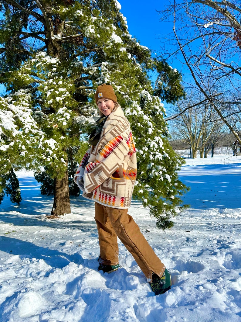 Western Wisdom Cream Sunset Wool Blanket Coat image 4