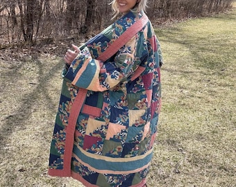 Desert Moon Long Elegant Patchwork Quilt Coat