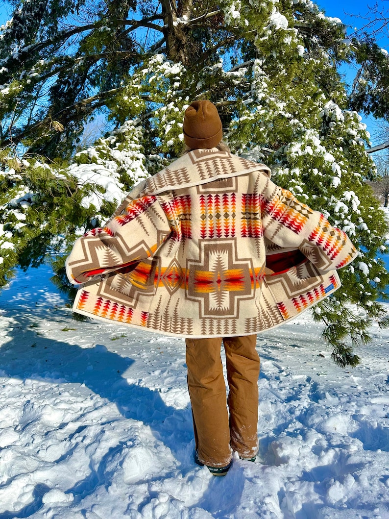 Western Wisdom Cream Sunset Wool Blanket Coat image 2