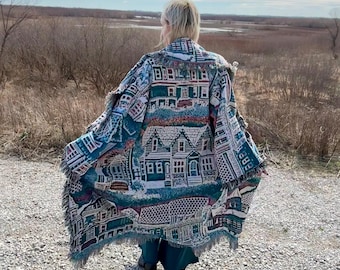 Pastel Classic Lenox Village Art Blanket Coat