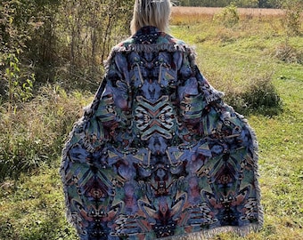 Its A Celebration Original Psychedelic Art Long Blanket Coat