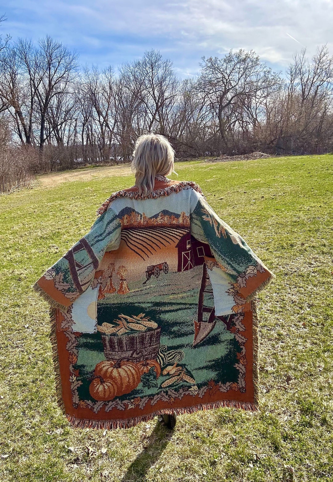 Sweet Autumn Harvest Long Tapestry Blanket Coat - Etsy