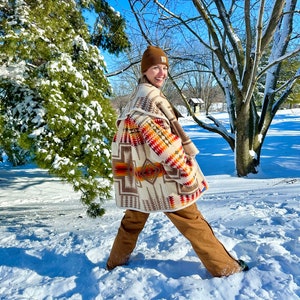 Western Wisdom Cream Sunset Wool Blanket Coat image 10