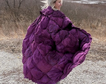 Boysenberry Beauty Fluffy Maximalist Statement Quilt Coat