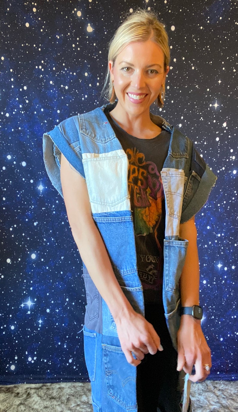 Blue Jean Baby Queen Denim Pocket Maxi Vest Etsy