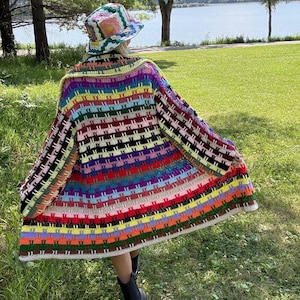 Technicolor Dream Coat Rainbow Crochet Sweater