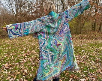 Psychedelic Original Art Long Blanket Coat