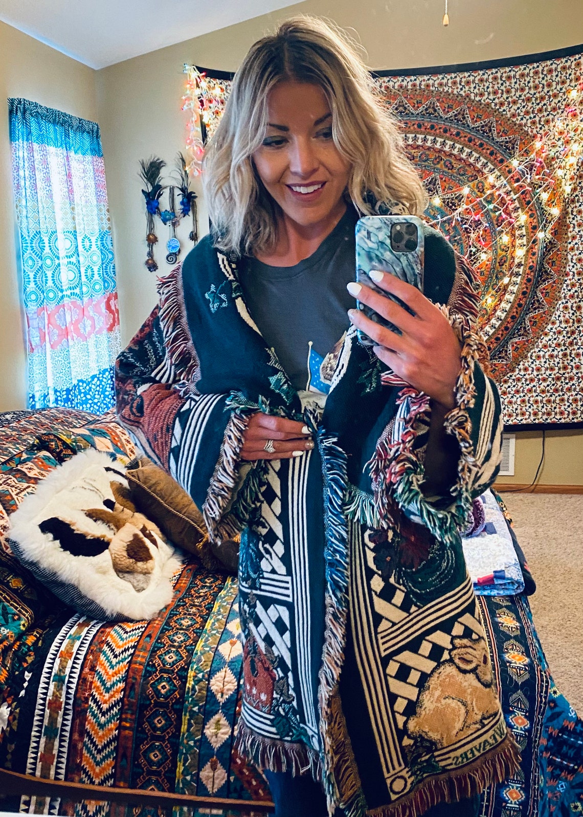 Gardening Floral Blanket Coat Etsy