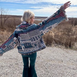 Pastel Classic Lenox Village Art Blanket Cardigan