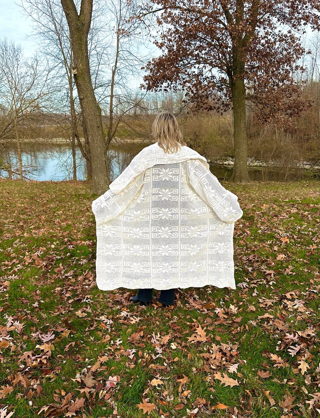 Snowflake Dreams Lightweight Knit Blanket Duster Etsy