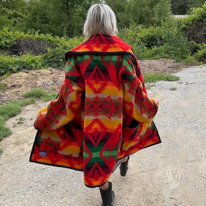 Desert Sunsets Oversized Southwestern Wool Blanket Coat