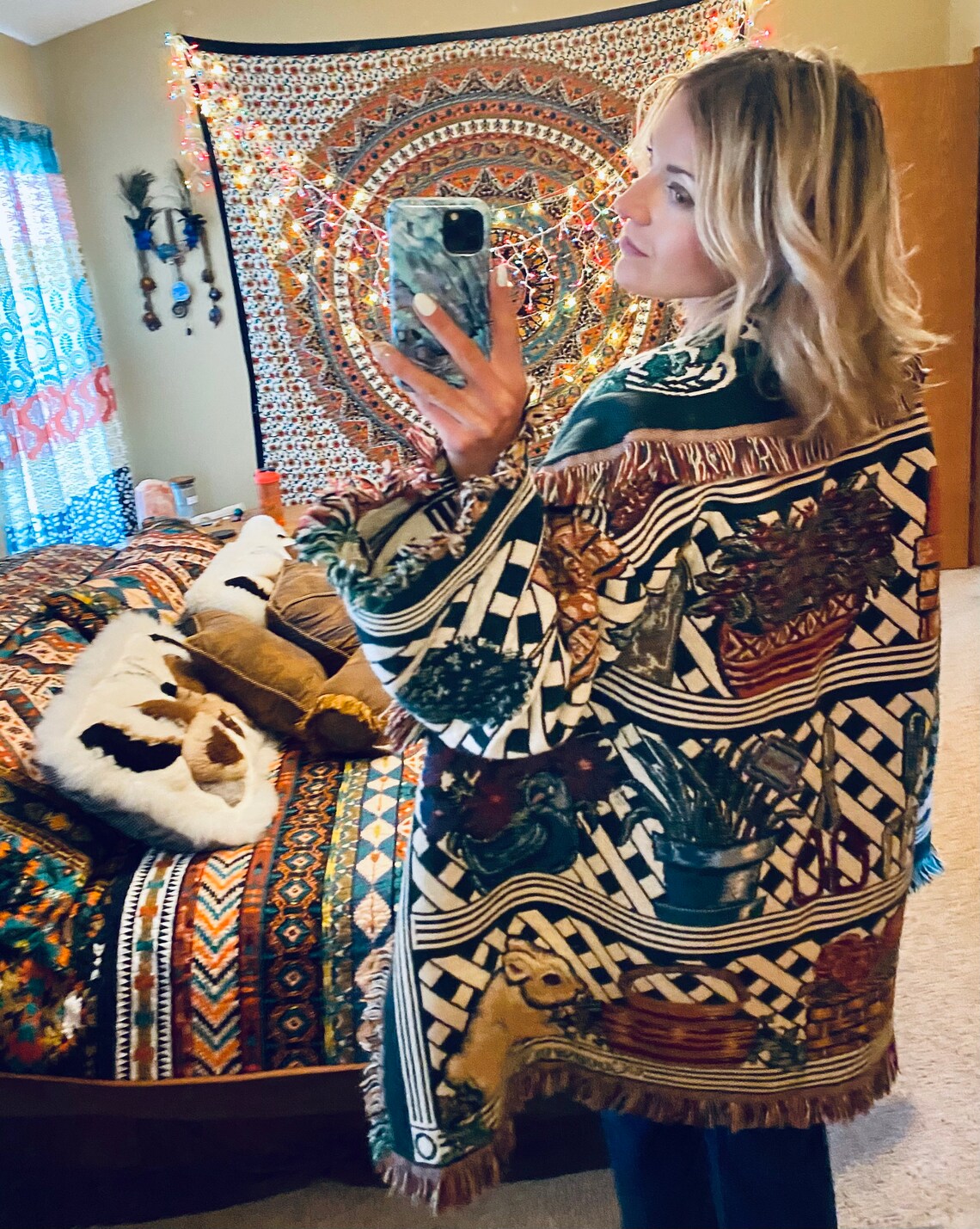 Gardening Floral Blanket Coat Etsy