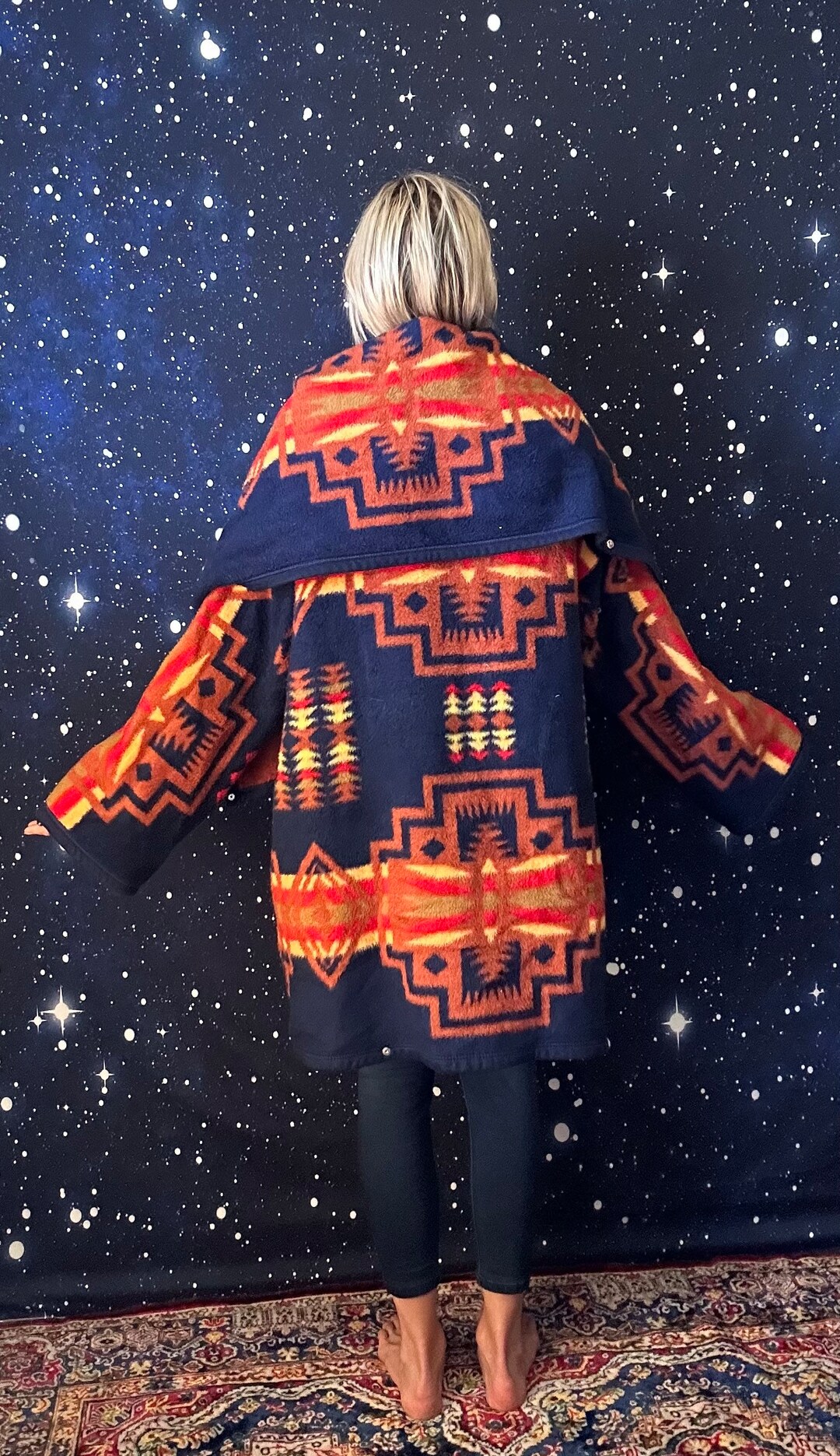 Southwest Fleece Blanket Coat Etsy