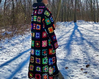 Rainbows And Waterfalls Run Through My Mind Crochet Coat