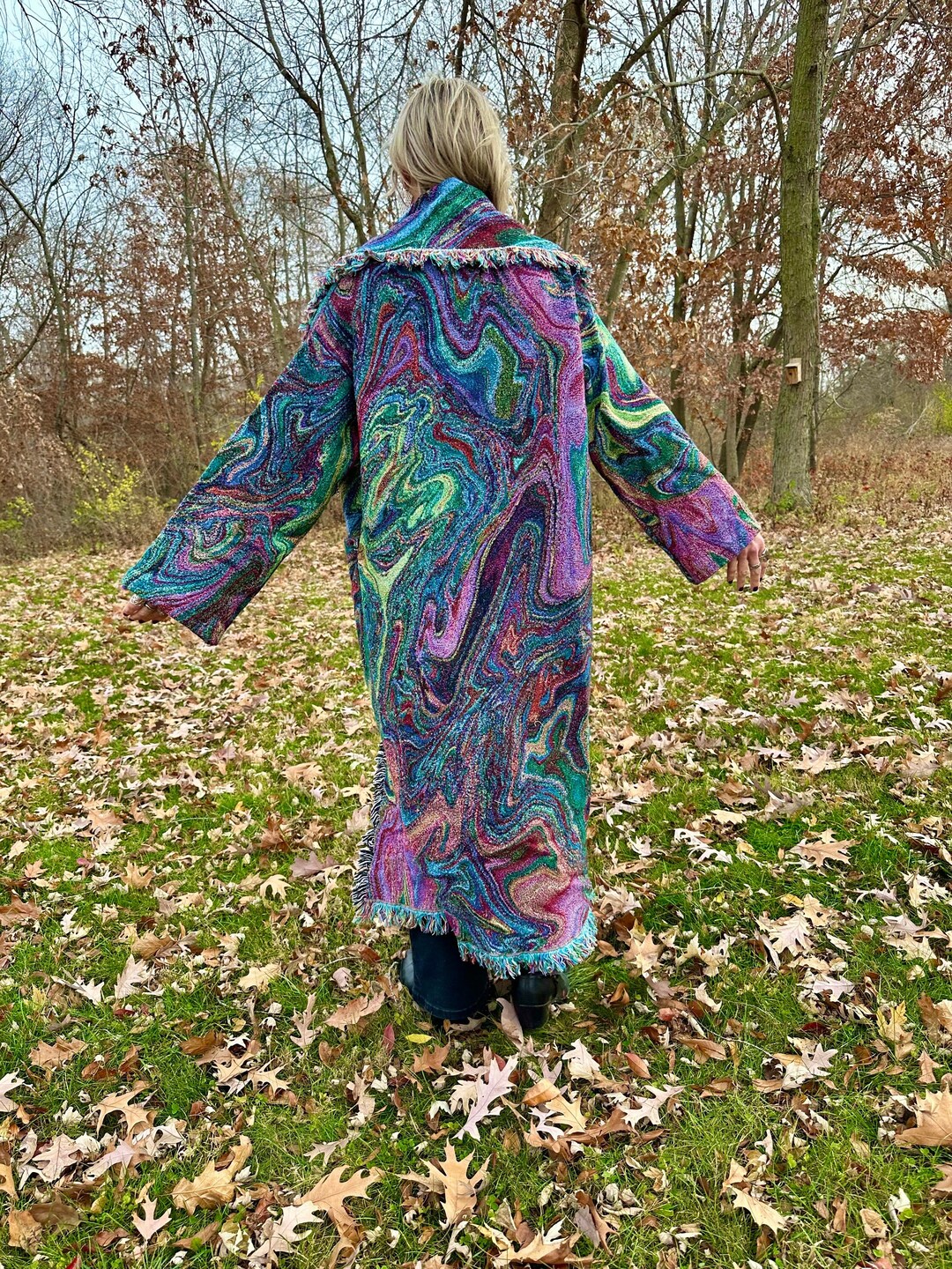 Indigo Wild Trippy Original Art Blanket Duster Etsy