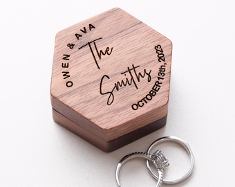 Ringbox mit Gravur, Ringbox aus Holz mit Name, Ringbox für Verlobung/Hochzeit, Jubiläumsgeschenk, Ringbox aus Holz