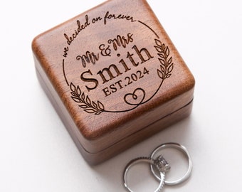 Custom wooden Ring Box for Wedding Ceremony, Ringer bearer box, Engagement ring box, Double Wooden ring box, Square ring box for wedding