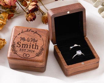 Boîte à bagues en bois pour la cérémonie de mariage, boîte à double porte-anneau, boîte à bagues de fiançailles de proposition, porte-alliances