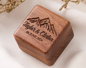 Designer Ringbox aus Holz mit Personalisierung, Ringbox mit Gravur, Verlobungsringbox mit Namen, Eheringbox, Jubiläumsgeschenk, Ringbox mit Gravur
