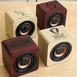 Personalized Bluetooth Speaker/ Custom Groomsmen Gifts/ Bridesmaid Gifts/ Custom Portable Rechargeable Bluetooth Speaker/ Mini Wood Speaker