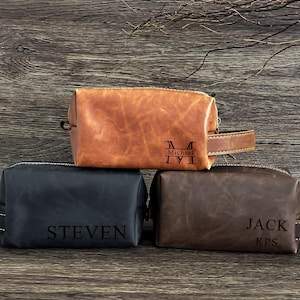 Personalisiertes Leder Dopp Kit für Männer / Herren Kulturbeutel / personalisiertes Geschenk für Männer / Geschenk für Papa Trauzeugen / Vatertag / Geschenke für ihn Herren