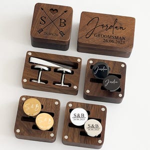 Personalisierte Manschettenknöpfe Krawattenklammer Box, Trauzeugen Geschenke, Krawattenklammer personalisiert, Trauzeuge Geschenk, Manschettenknöpfe Krawattenklammer Set, Trauzeugen Vorschlag