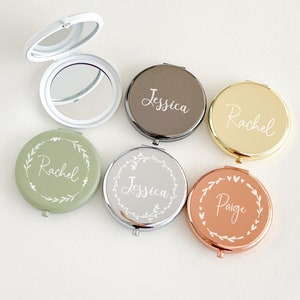 Personalized Compact Mirror, Gifts for Bridesmaid Proposal, Best Friend&#39;s Birthday, Custom Gift for Women, Birth Flower Pocket Mirror